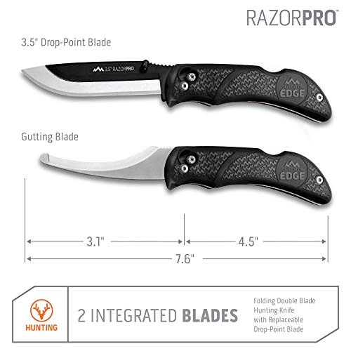 OUTDOOR EDGE RazorPro Folding Hunting Knife - Replaceable Blades, Camo Holster