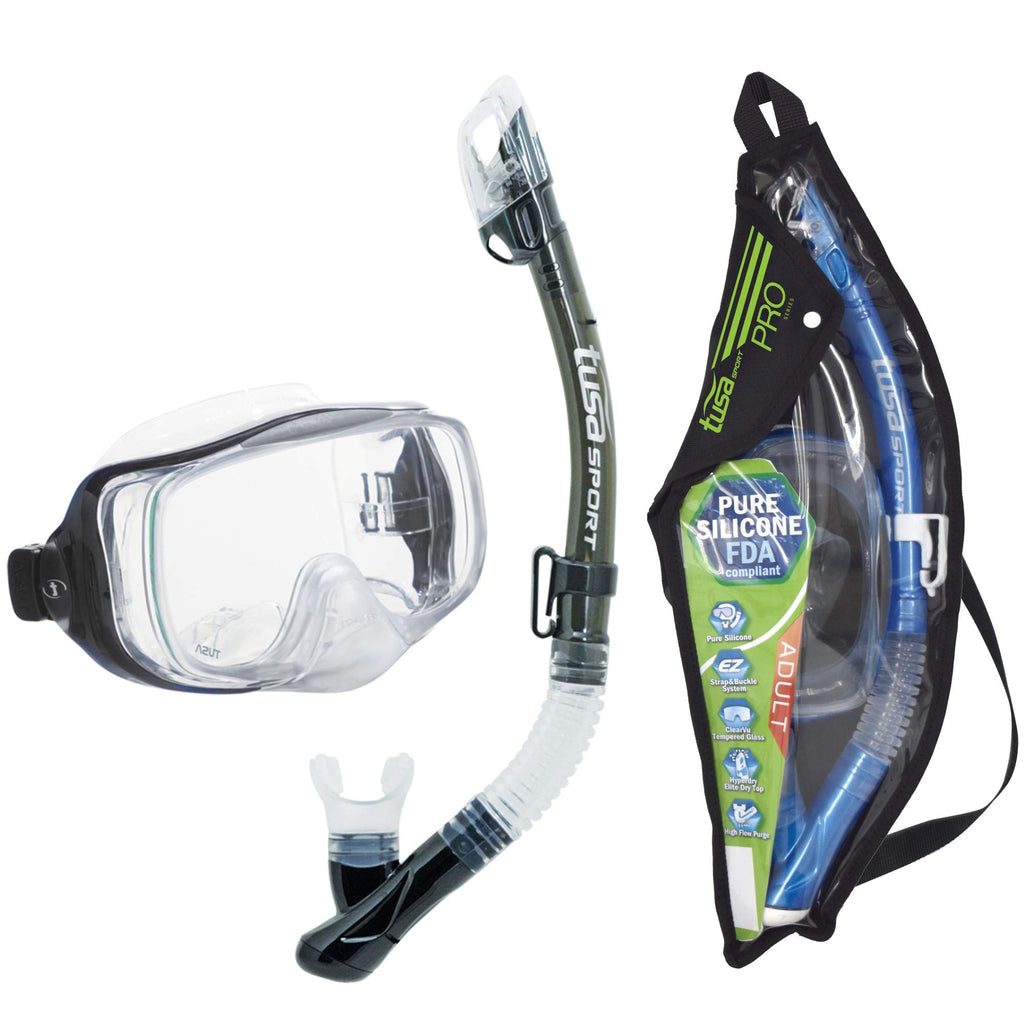 TUSA Sport Adult Imprex 3D Purge Mask and Dry Snorkel Combo, Smoke, UC-3325P-SK