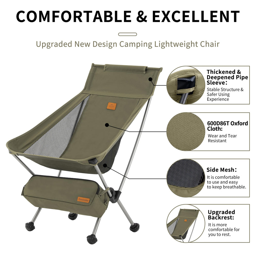 Naturehike YL09 Ultralight Camping Chair, 3.04 LBS Portable Backpacking Chair wi, view 6