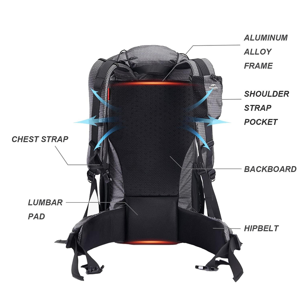 Naturehike Hiking Camping Backpack 45L/65L Lightweight Internal Frame with Rain, view 4