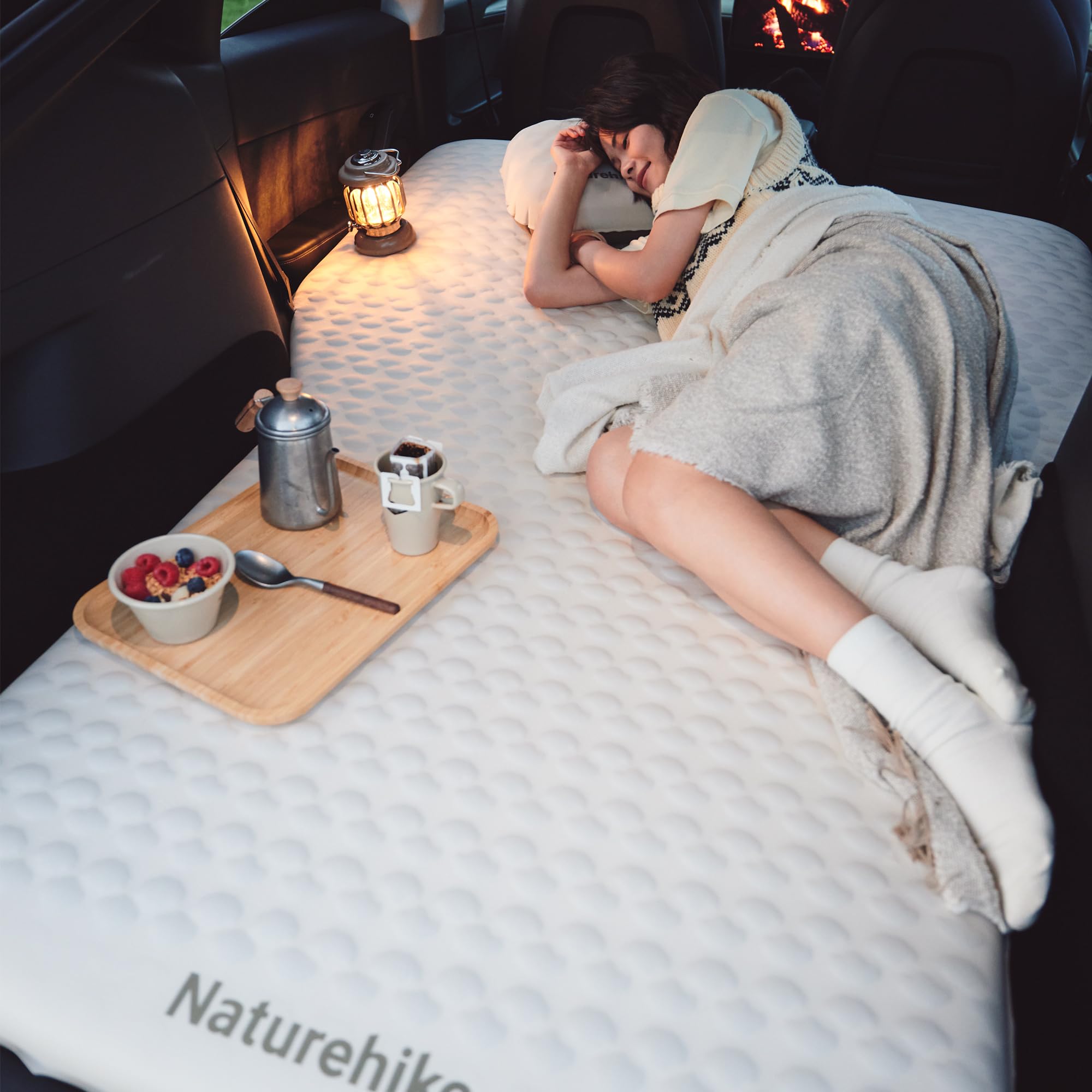 Naturehike 2.56’’ Thickened Car Mattress for SUV Camping, Self Inflating Sleepin
