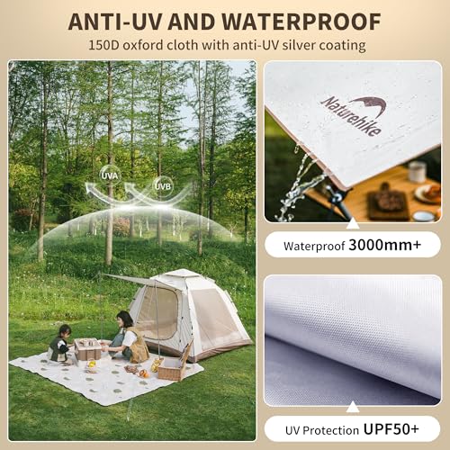 Naturehike Ango Picnic 3 Person Tent, Instant Pop up Tents for Camping, 3 Person