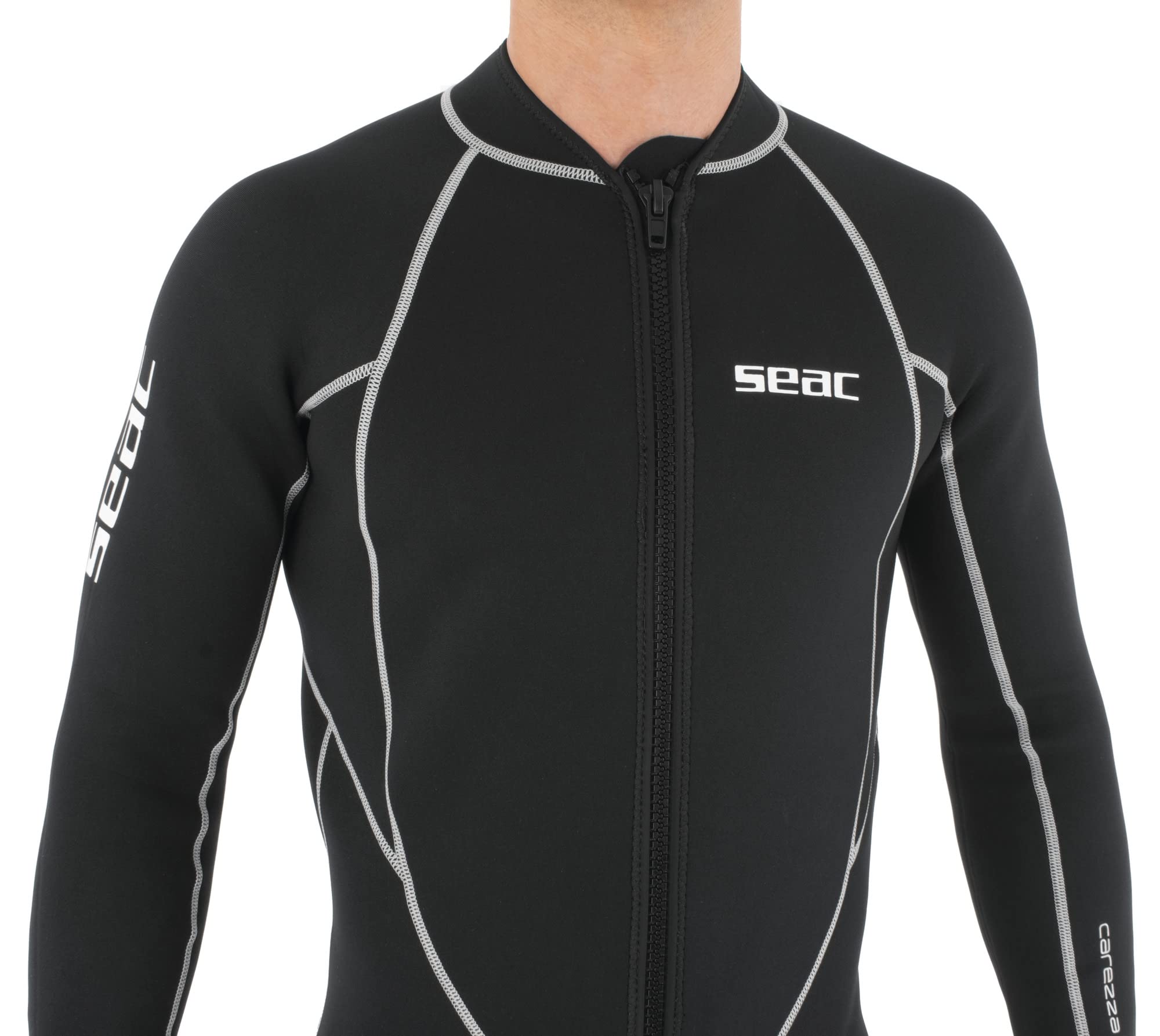 Seac Carezza Man, 2 mm one-Piece Double-Lined Neoprene Suit, Front Zip and PU Kn