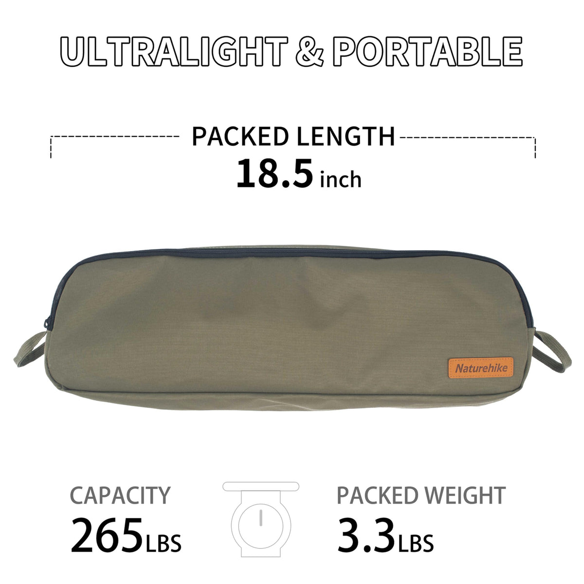 Naturehike YL09 Ultralight Camping Chair, 3.04 LBS Portable Backpacking Chair wi