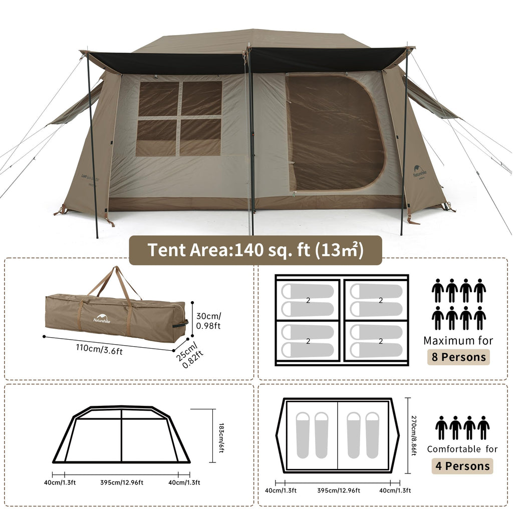 Naturehike Village Camping Tent,4/6/8 Person Tents for Camping, 60S Easy Setup I, view 5