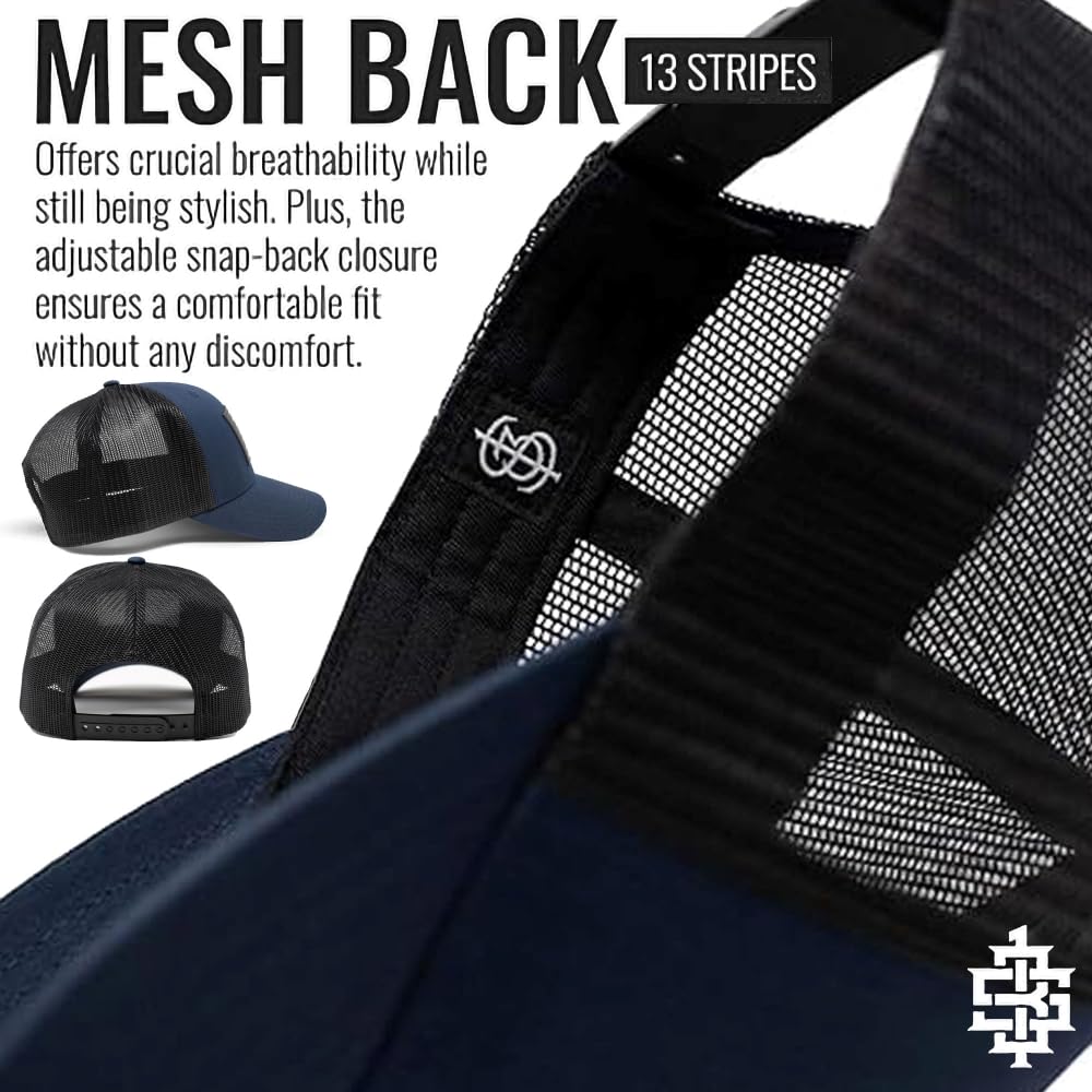 13 STRIPES American Flag Hat – Leather Patch Mesh Back Snapback Hat for Men & Wo, view 4