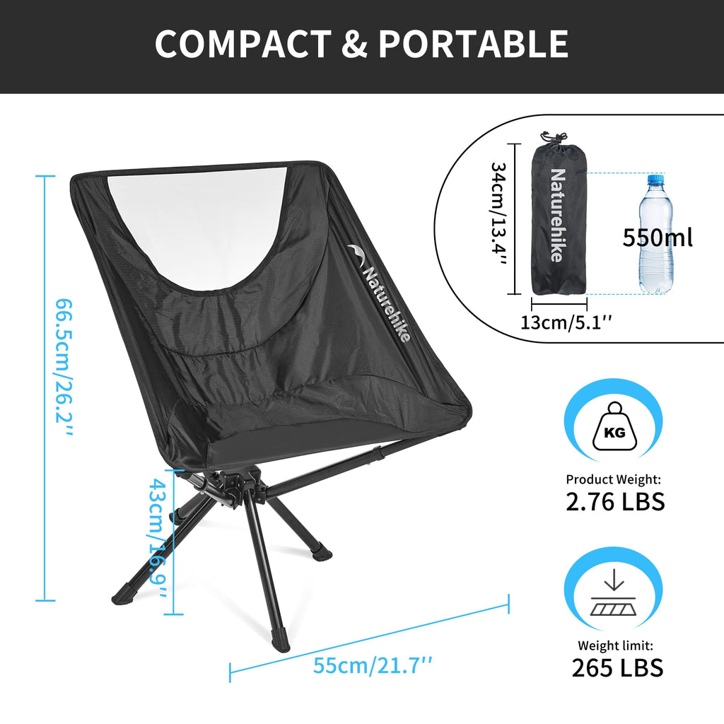 Naturehike Fast-Assembly Camping Chair, Lightweight Aluminum Portable Chair with, view 7