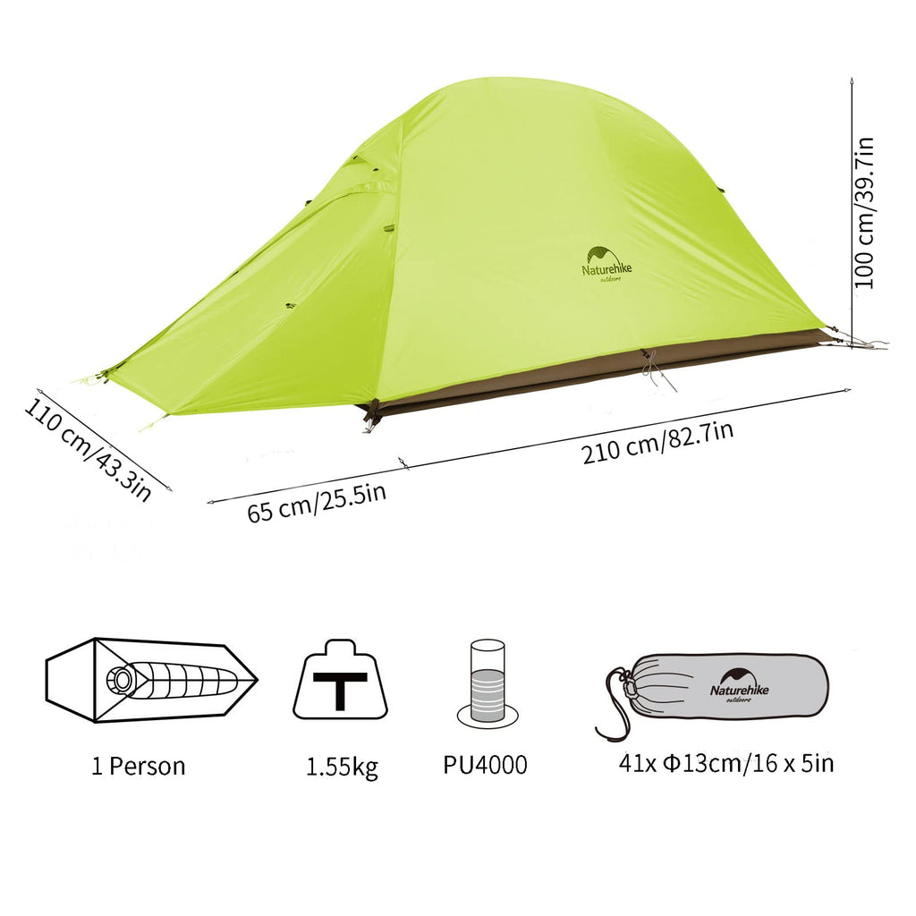Naturehike Cloud-Up 1 Person Lightweight Backpacking Tent with Footprint - 3 Sea, view 5
