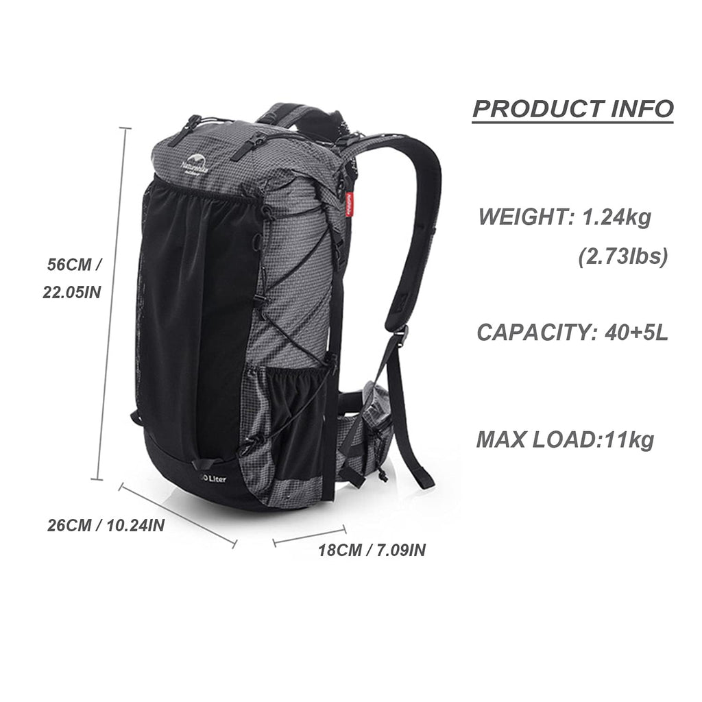 Naturehike Hiking Camping Backpack 45L/65L Lightweight Internal Frame with Rain, view 2