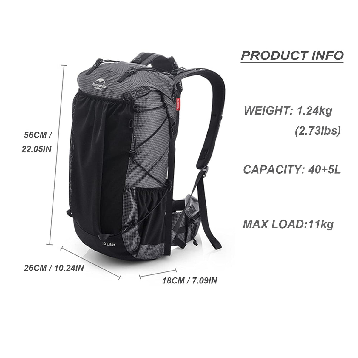 Naturehike Hiking Camping Backpack 45L/65L Lightweight Internal Frame with Rain