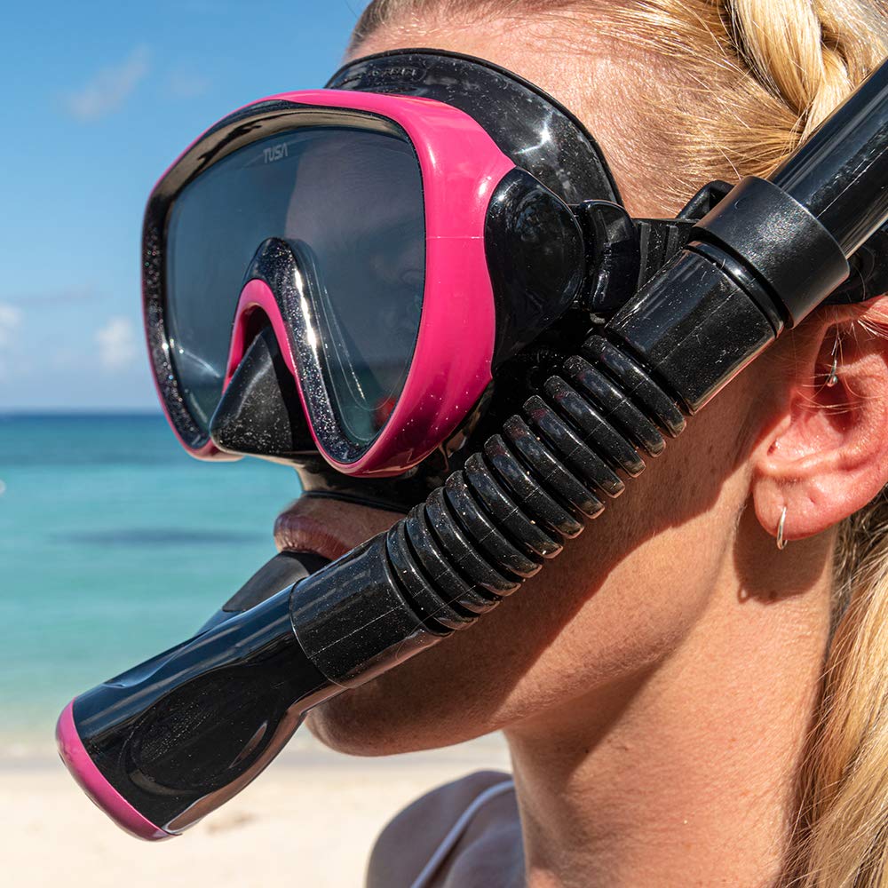 TUSA Sport Adult Serene Mask and Snorkel Combo, Black/Hot Pink,UC-1625PQB-HP