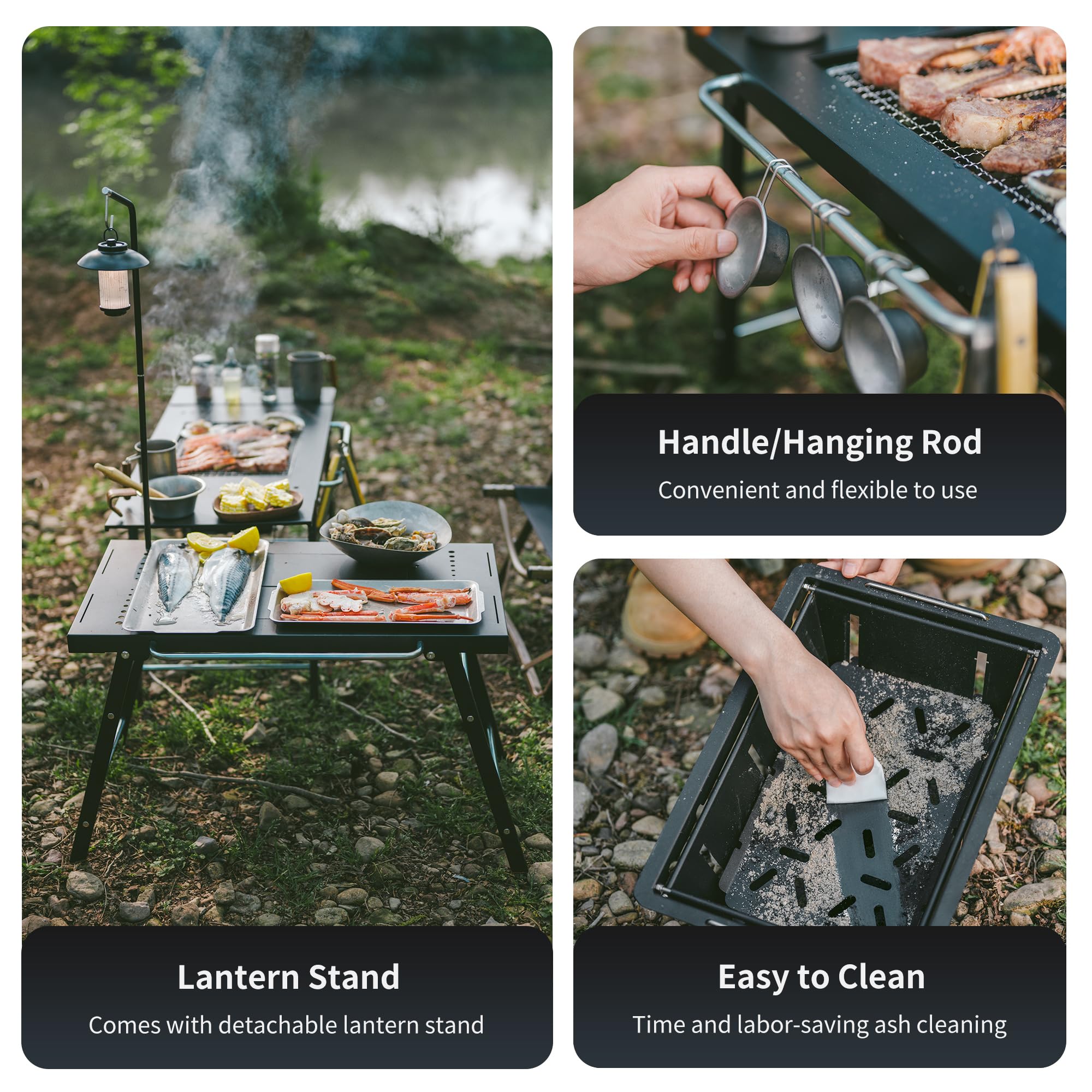 Naturehike Portable IGT Table with Charcoal Grill, Folding Camping Table and BBQ