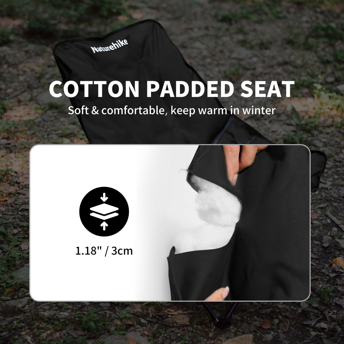 Naturehike Seastar Padded Camping Chair, Oversized 2-Position Adjustable Folding