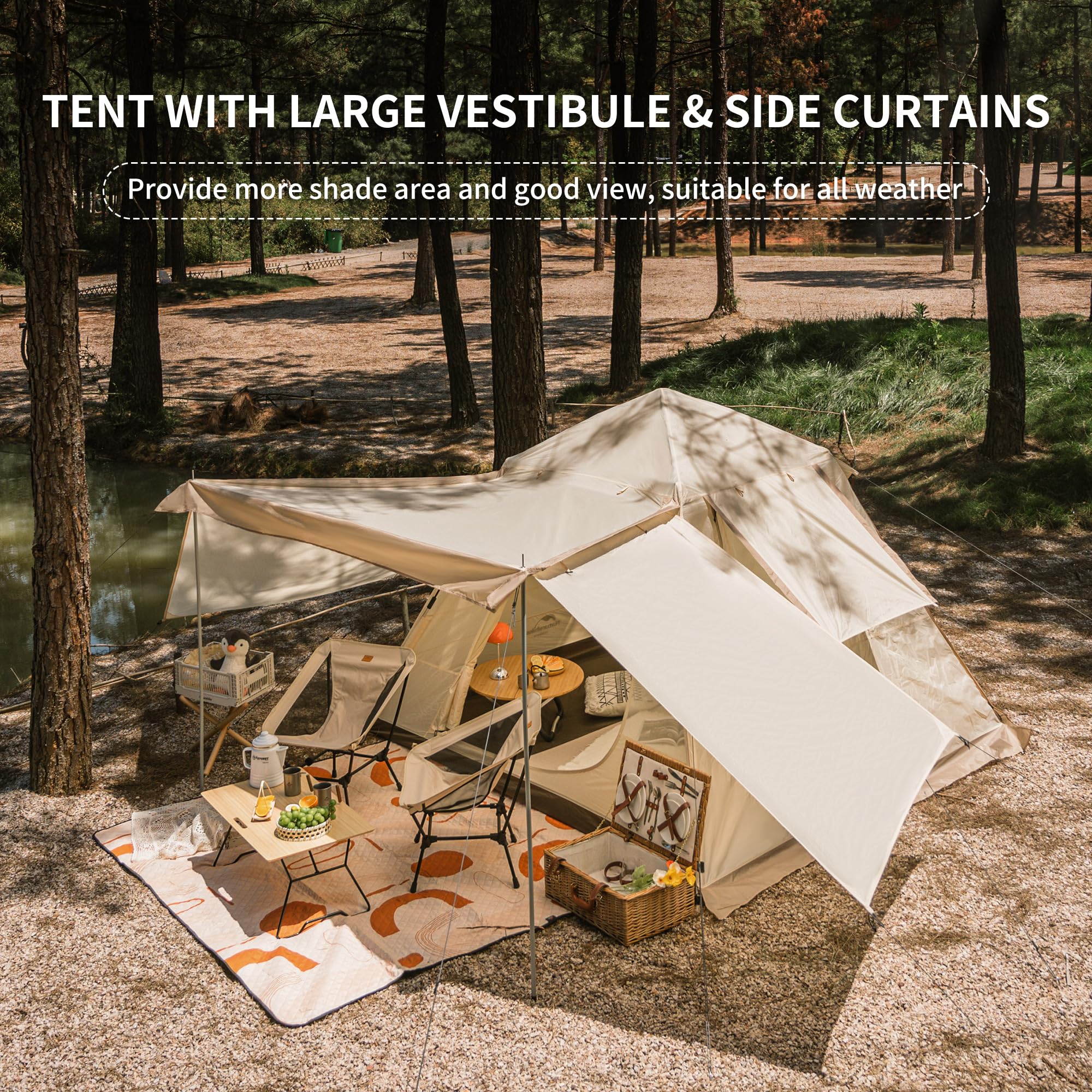 Naturehike Ango 3 Person 4 Person Pop Up Tent, Waterproof UPF 50+ Easy Set up Au