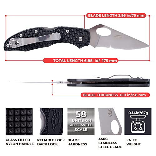 Firebird GANZO F759MS-BK Serrated Blade Pocket Folding Knife 440C