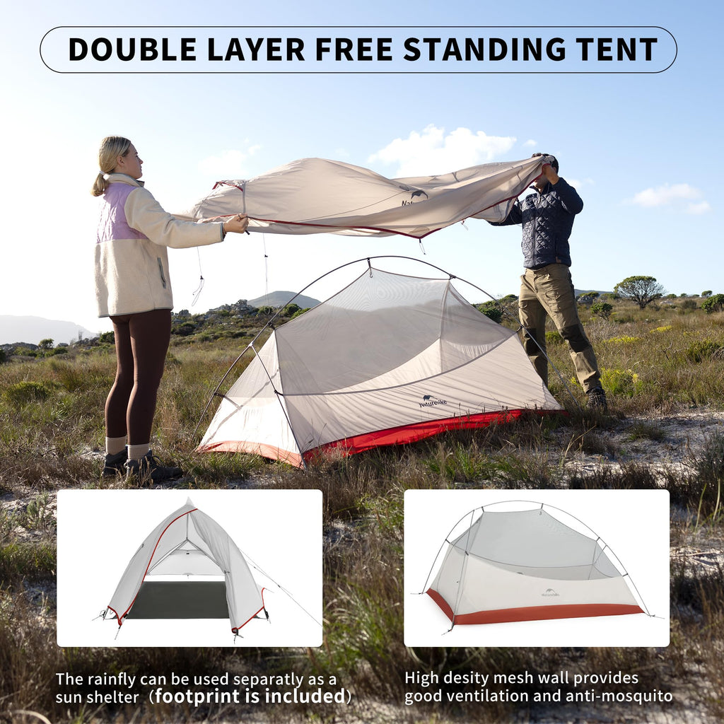 Naturehike Cloud up Pro 2 Person Tent, Double Layer Waterproof Two Person Tent,U, view 4