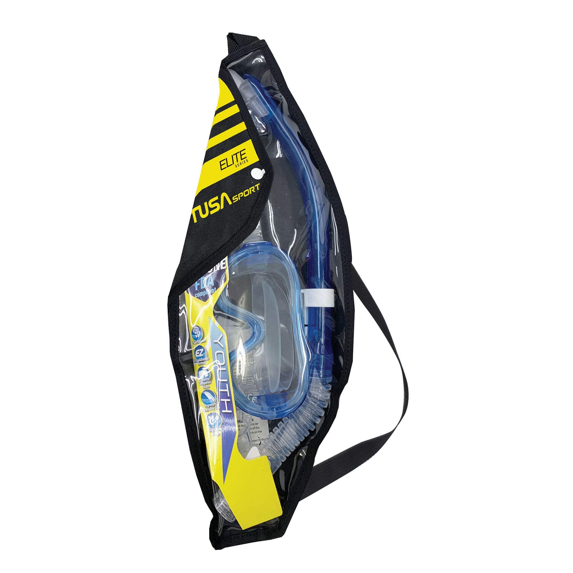 TUSA Sport Mini-Kleio Junior Mask and Snorkel Combo (w/Reusable Bag), Clear Blue