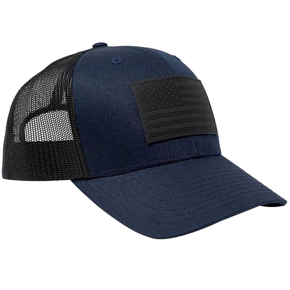 13 STRIPES American Flag Hat – Leather Patch Mesh Back Snapback Hat for Men & Wo