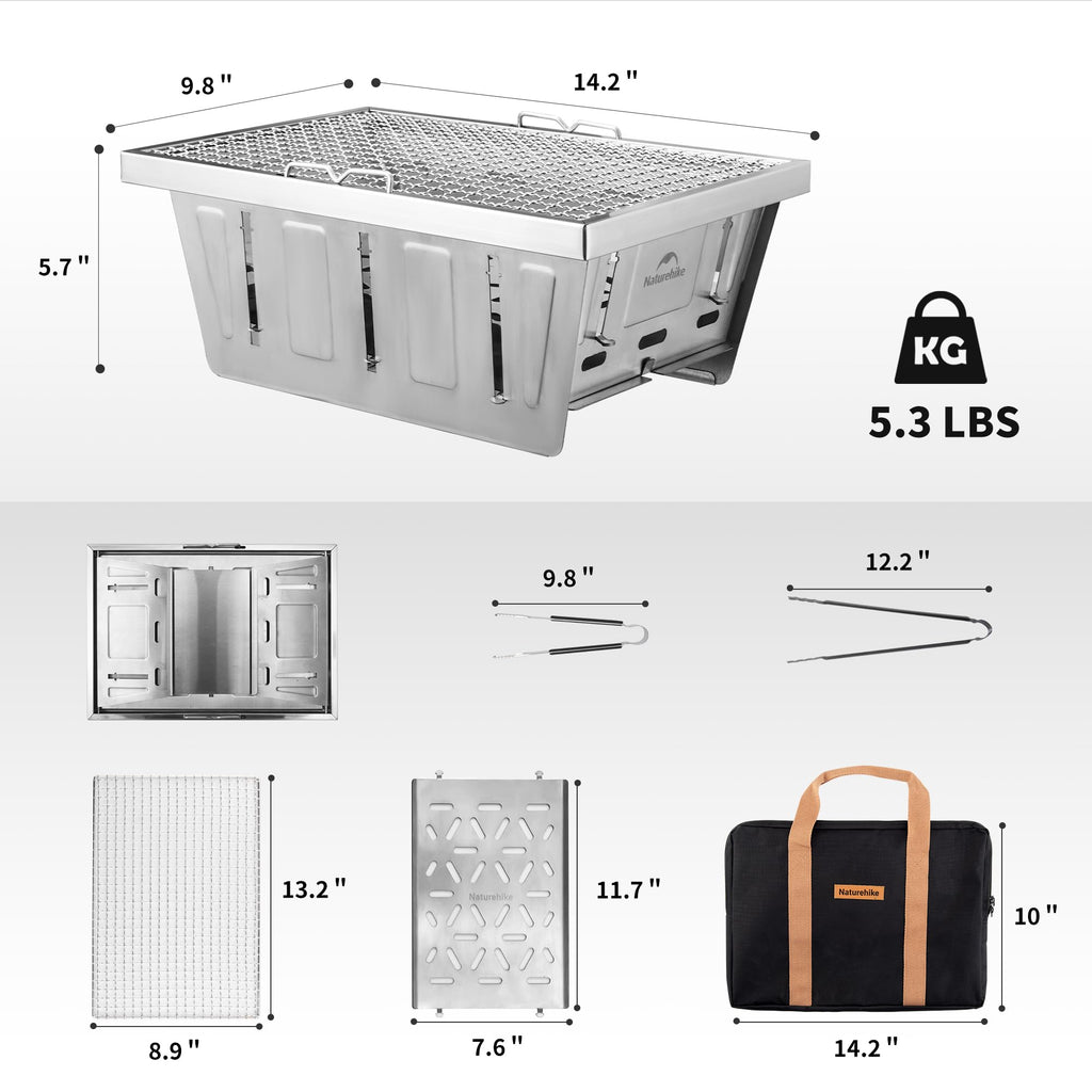 Naturehike Camping Charcoal Grill for IGT Table, Folding Barbecue Grill with Ton, view 7