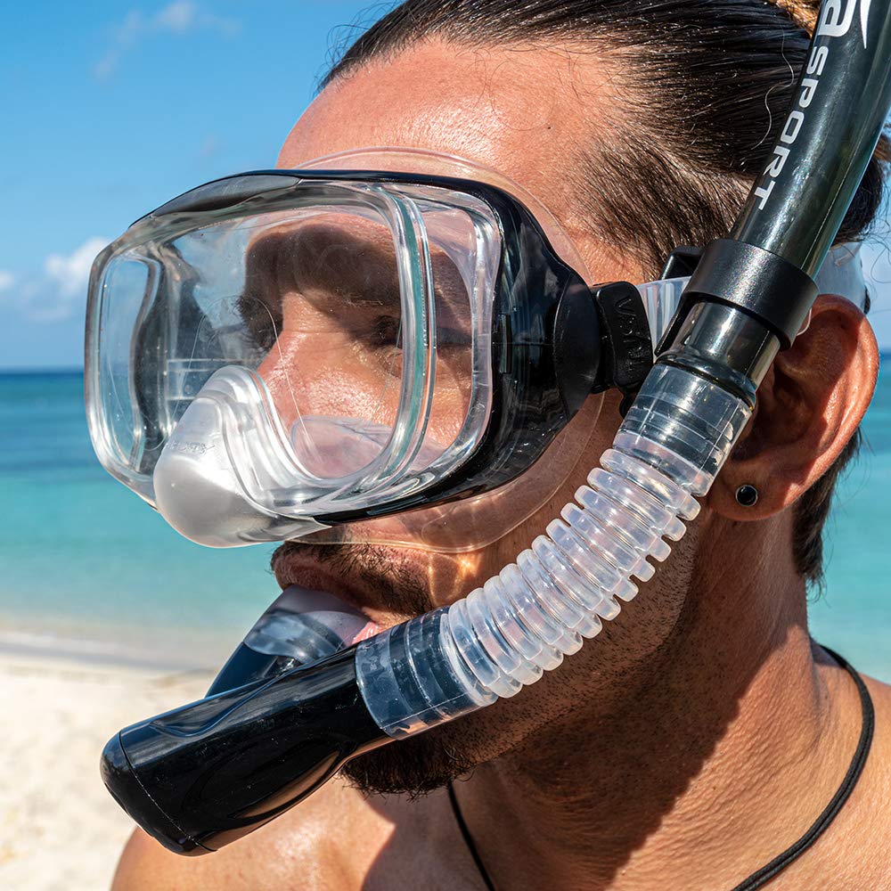 TUSA Sport Adult Imprex 3D Purge Mask and Dry Snorkel Combo, Smoke, UC-3325P-SK, view 4