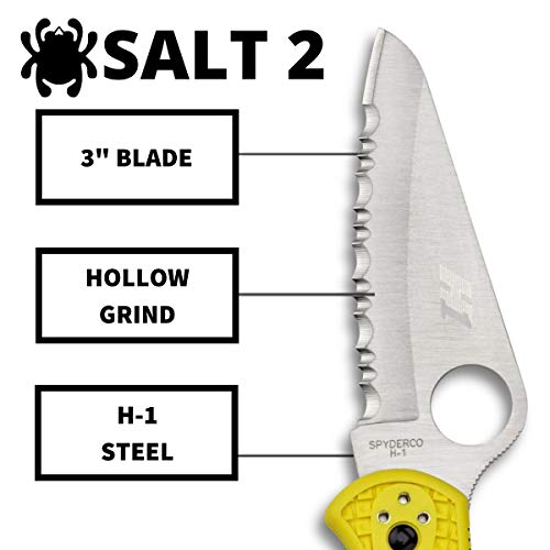 Spyderco Salt 2 Lightweight Knife with 3" H-1 Ultra-Corrosion