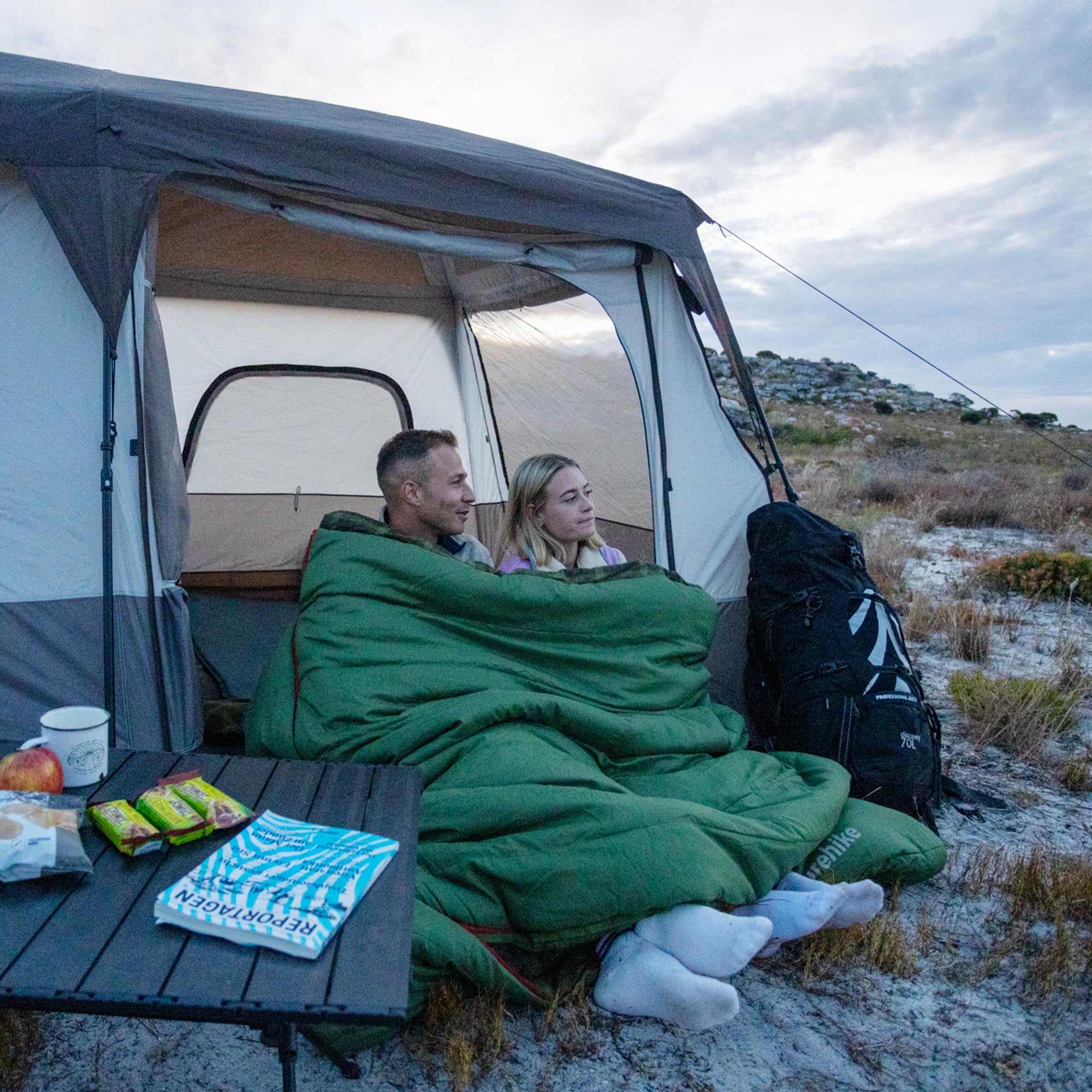 Naturehike 0 Degree Flannel Double Sleeping Bag with Pillows for Couples & Famil