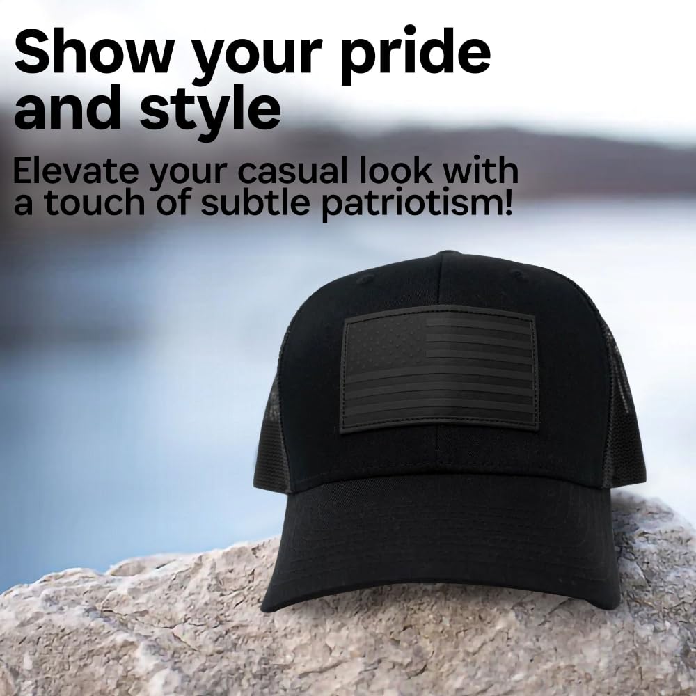 13 STRIPES American Flag Hat – Leather Patch Mesh Back Snapback Hat for Men & Wo