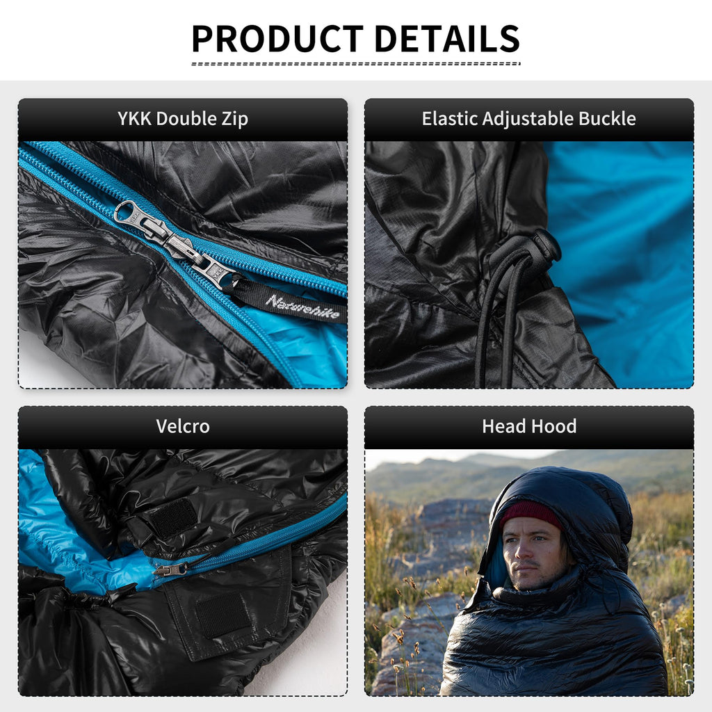 Naturehike Ultralight Duck Down Cold Weather Sleeping Bag, 750FP Compact Sleepin, view 7