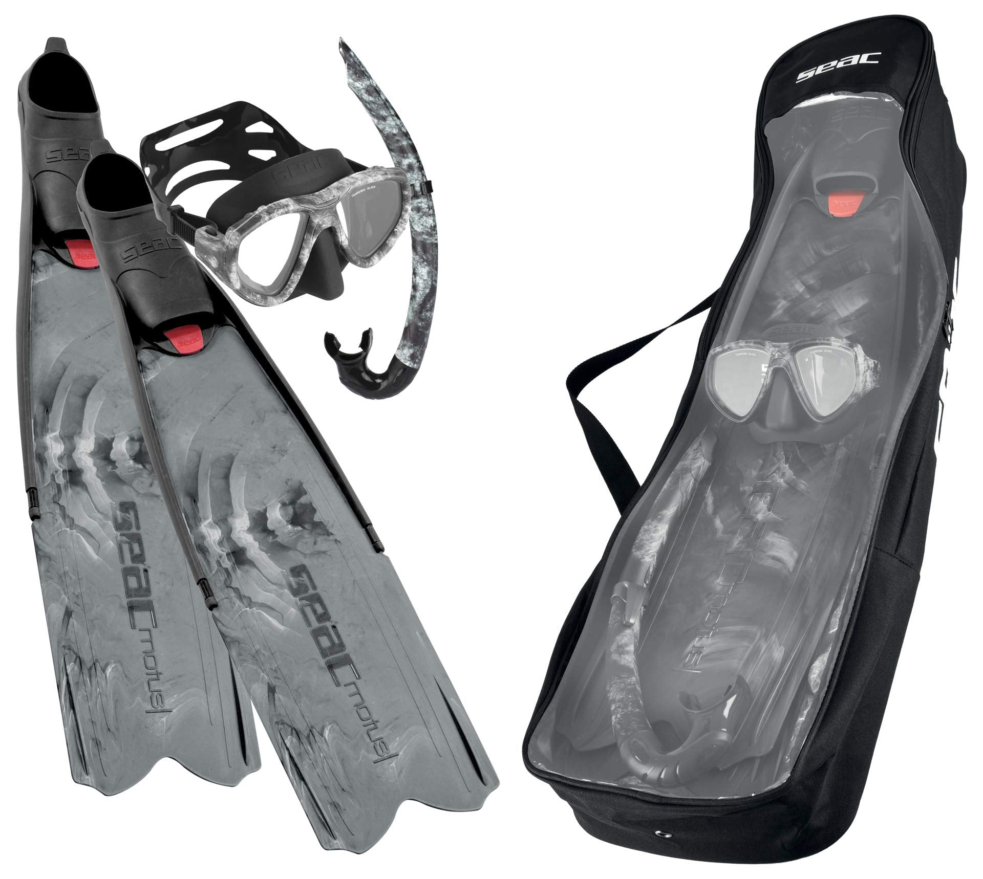 SEAC Motus Tris Freediving and Spearfishing Set Motus Long fins One Diving mask