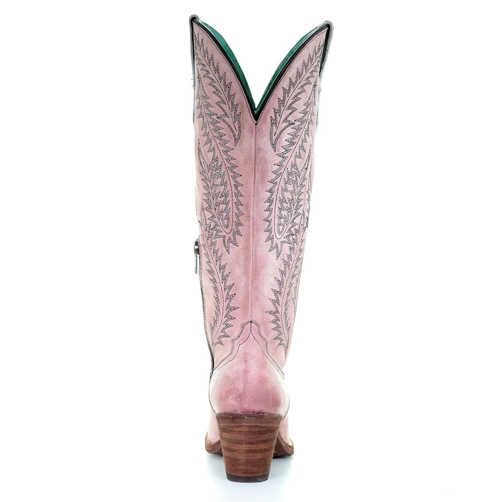 CORRAL Women's Embroidery Tall Top Snip Toe Western Cowgirl Style Leather Knee-H, view 5