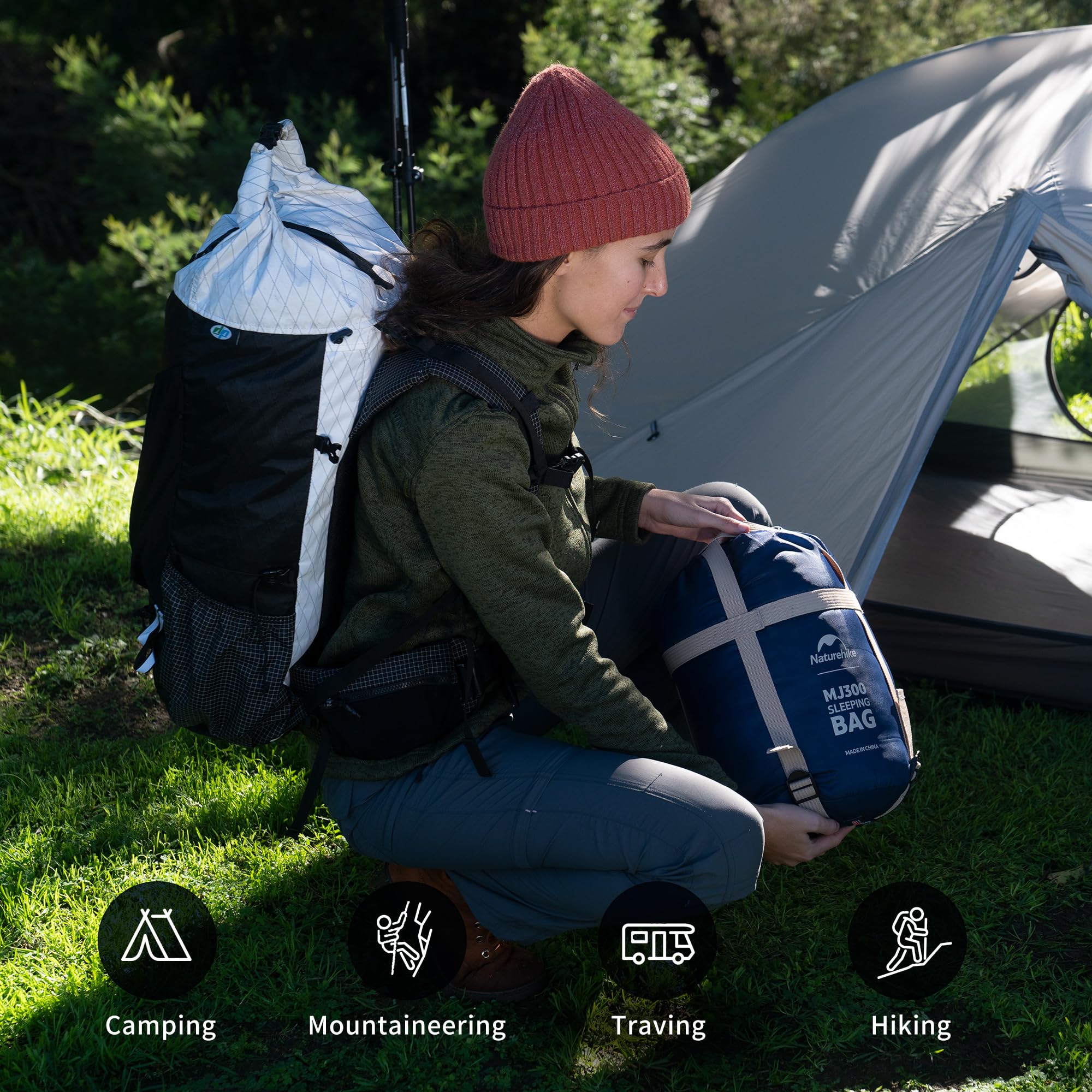 Naturehike 0 Degree Mummy Sleeping Bag for Adults, Hollow Cotton Backpacking Sle