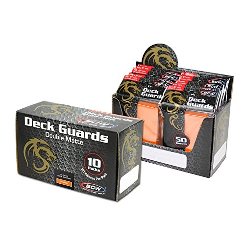 Orange Double Matte Deck Guards Holder with 50 Sleeves, view 4