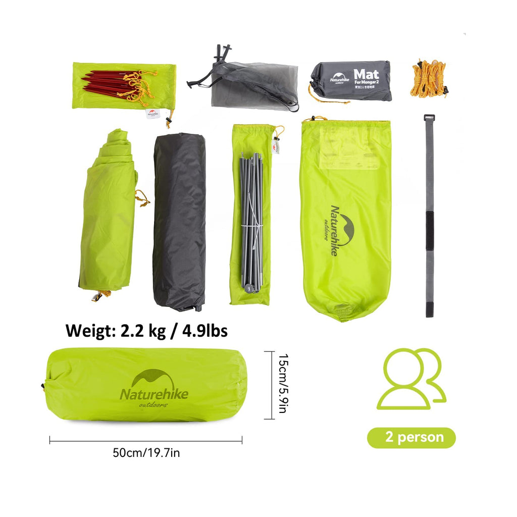 Naturehike Mongar 2 Person Backpacking Tent 3 Season Camping Tent Ultralight Dou, view 4