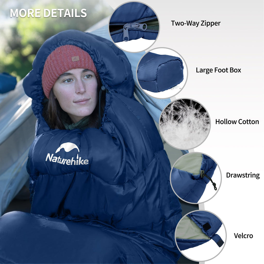 Naturehike 0 Degree Mummy Sleeping Bag for Adults, Hollow Cotton Backpacking Sle, view 2