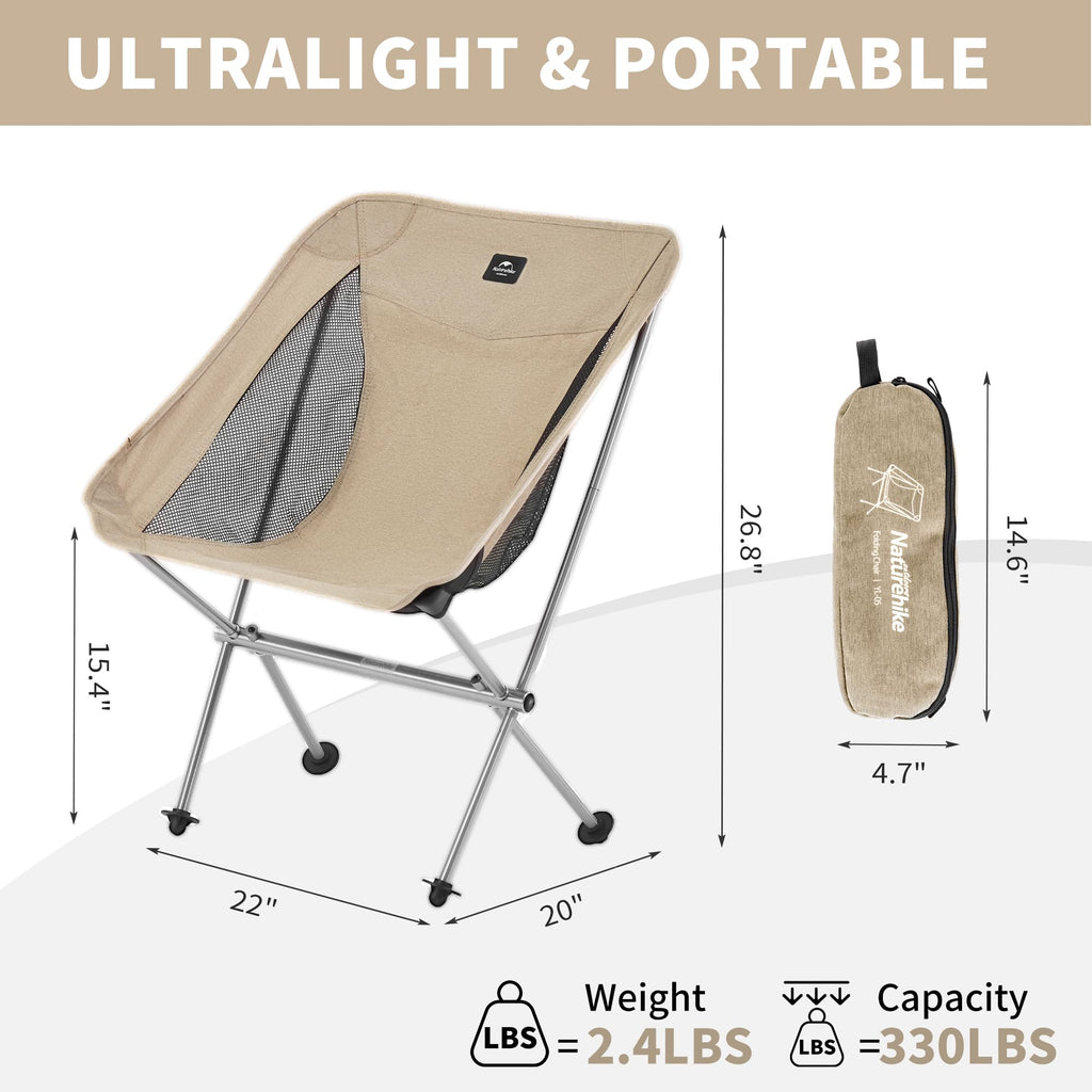 Naturehike YL05 Camping Chair, All Aluminum Frame Ultralight Camp Chair with Sto, view 6