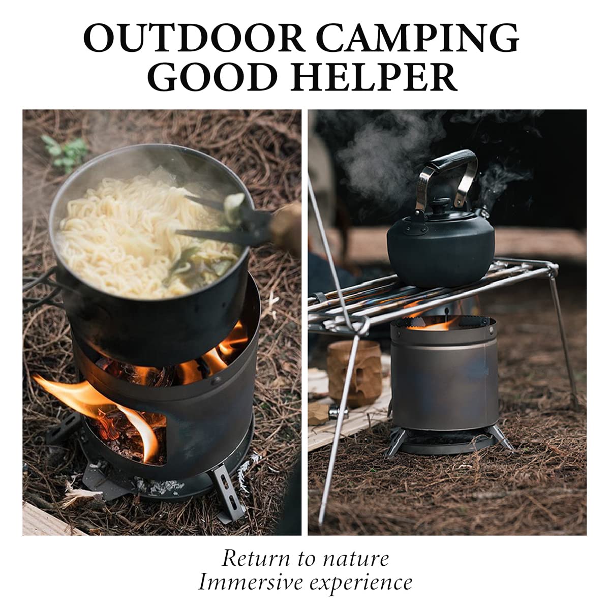 Naturehike Outdoor Camping Stove Titanium Wood Burning Stove for Hiking Backpack