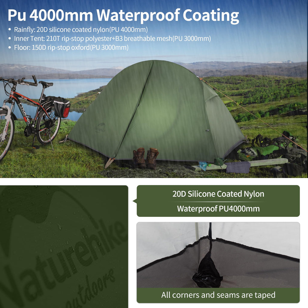 Naturehike Bikepacking 1 Person Tent, Waterproof Easy Set up Free Standing Singl, view 4