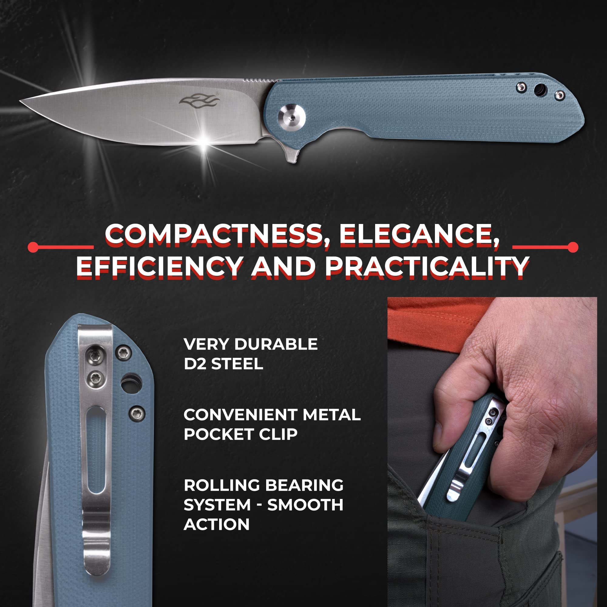 Firebird GANZO FH41S-GY Ball Bearing Pocket Folding Knife