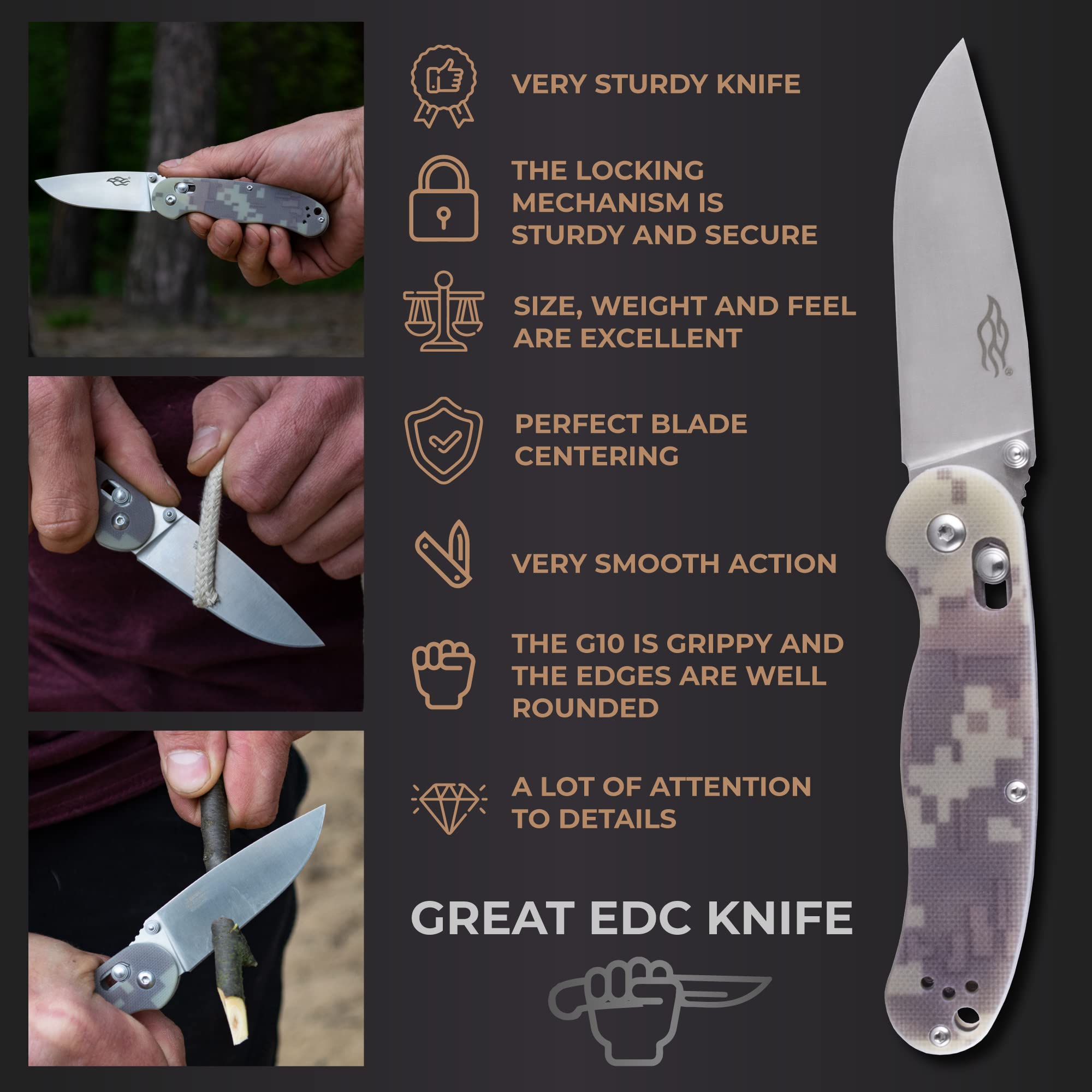 Firebird GANZO Folding Pocket Knife FB727S-CA G10 Handle