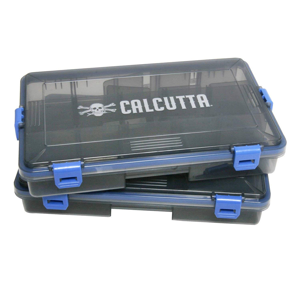 Calcutta Waterproof 4-Latch Tackle Utility Boxes – 2 Pack, Fishing Storage Box O