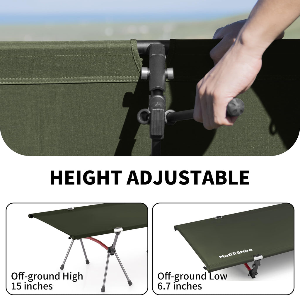 Naturehike ArmyWild Folding Camping Cot, Height Adjustable Ultralight Backpackin, view 3