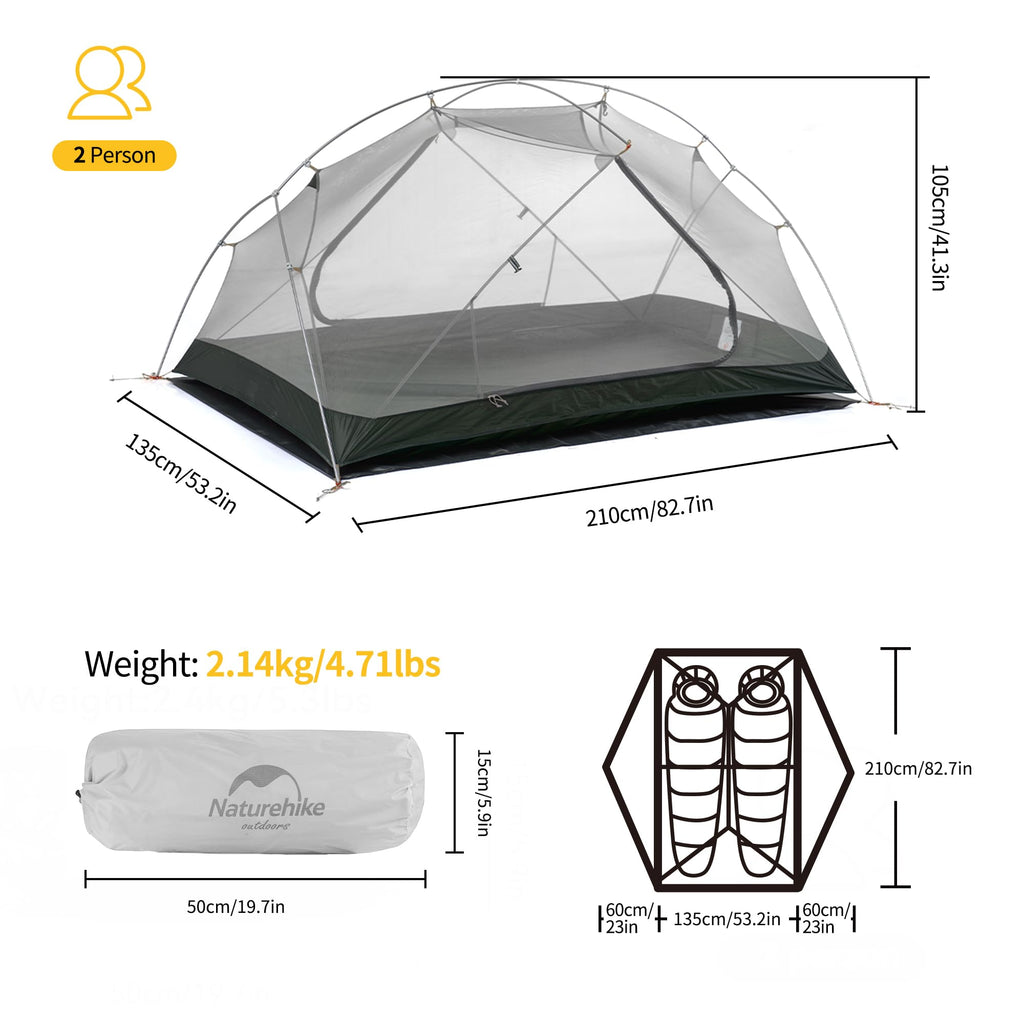 Naturehike Mongar 2 Person Backpacking Tent 3 Season Camping Tent Ultralight Dou, view 2
