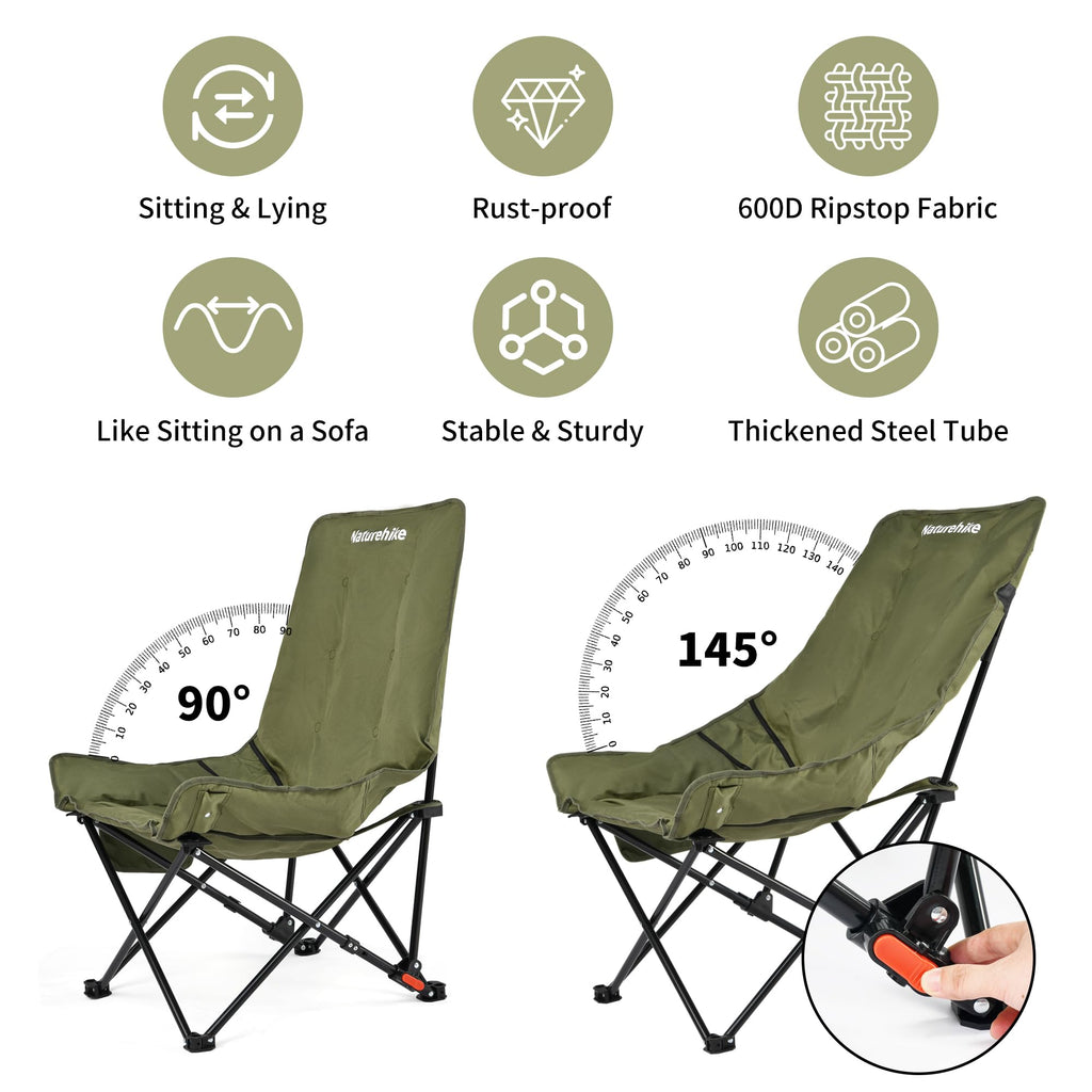 Naturehike Seastar Padded Camping Chair, Oversized 2-Position Adjustable Folding, view 2