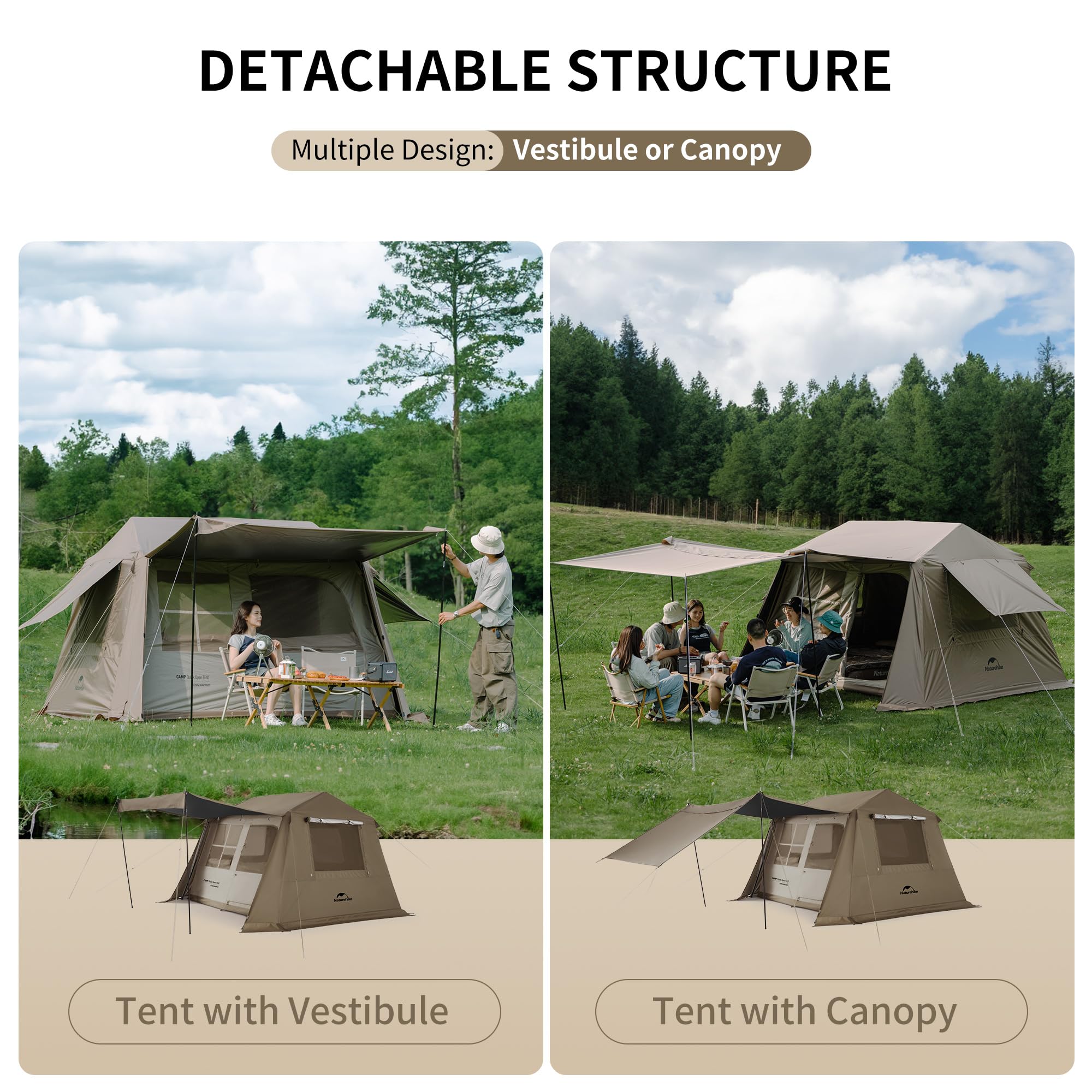 Naturehike Village Camping Tent,4/6/8 Person Tents for Camping, 60S Easy Setup I