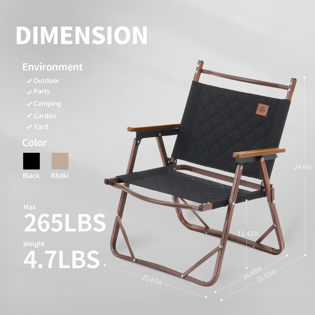 Naturehike MW02 Folding Camping Chair, Padded Ultralight Aluminum Outdoor Camp C, view 3