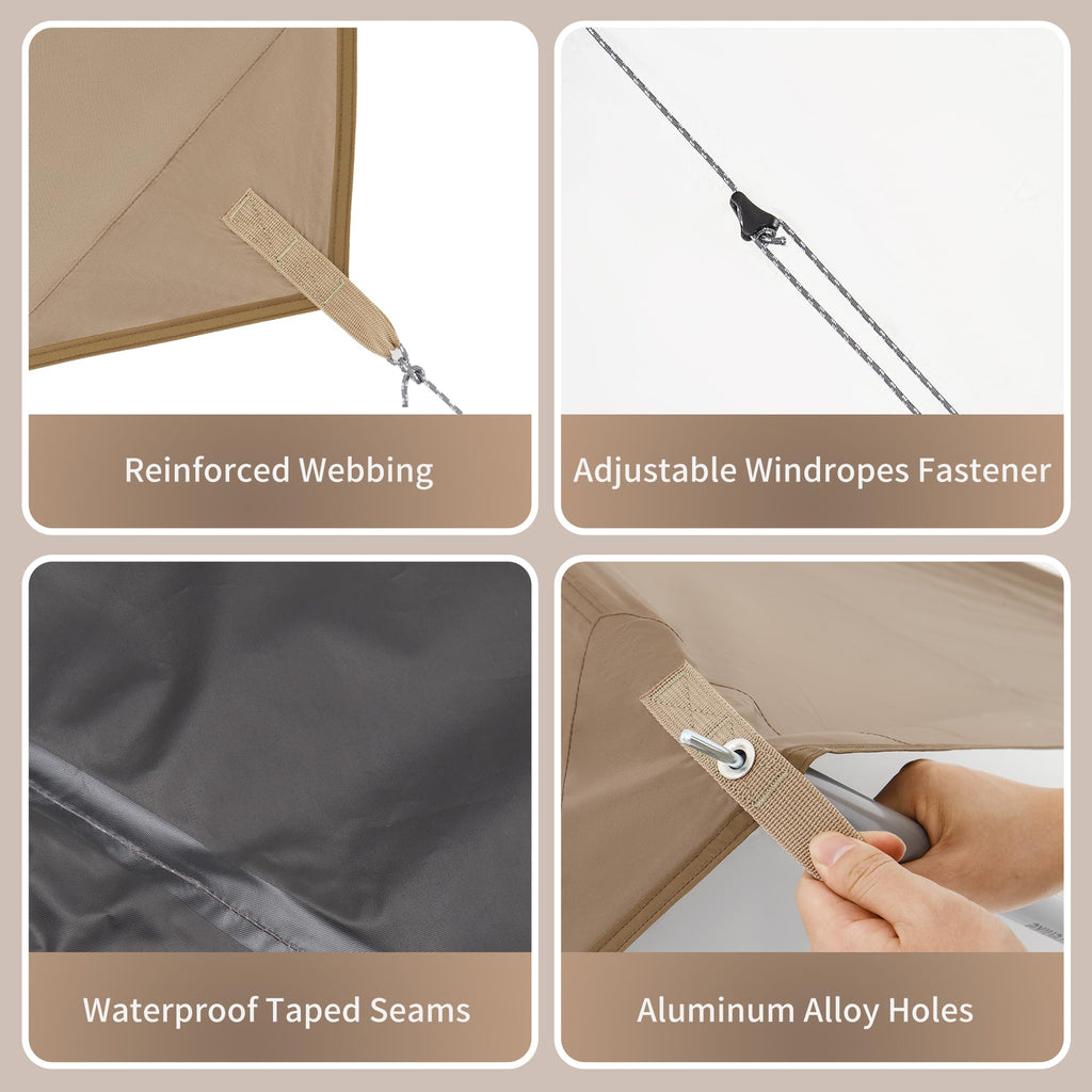 Naturehike Cloud Skies Camping Tent Tarp with Poles, Waterproof PU 18000mm+ Rain, view 7