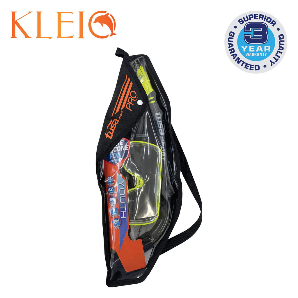 TUSA Sport Youth Mini-Kleio Mask and Dry Snorkel Combo Set, Black/Flash Yellow,, view 4