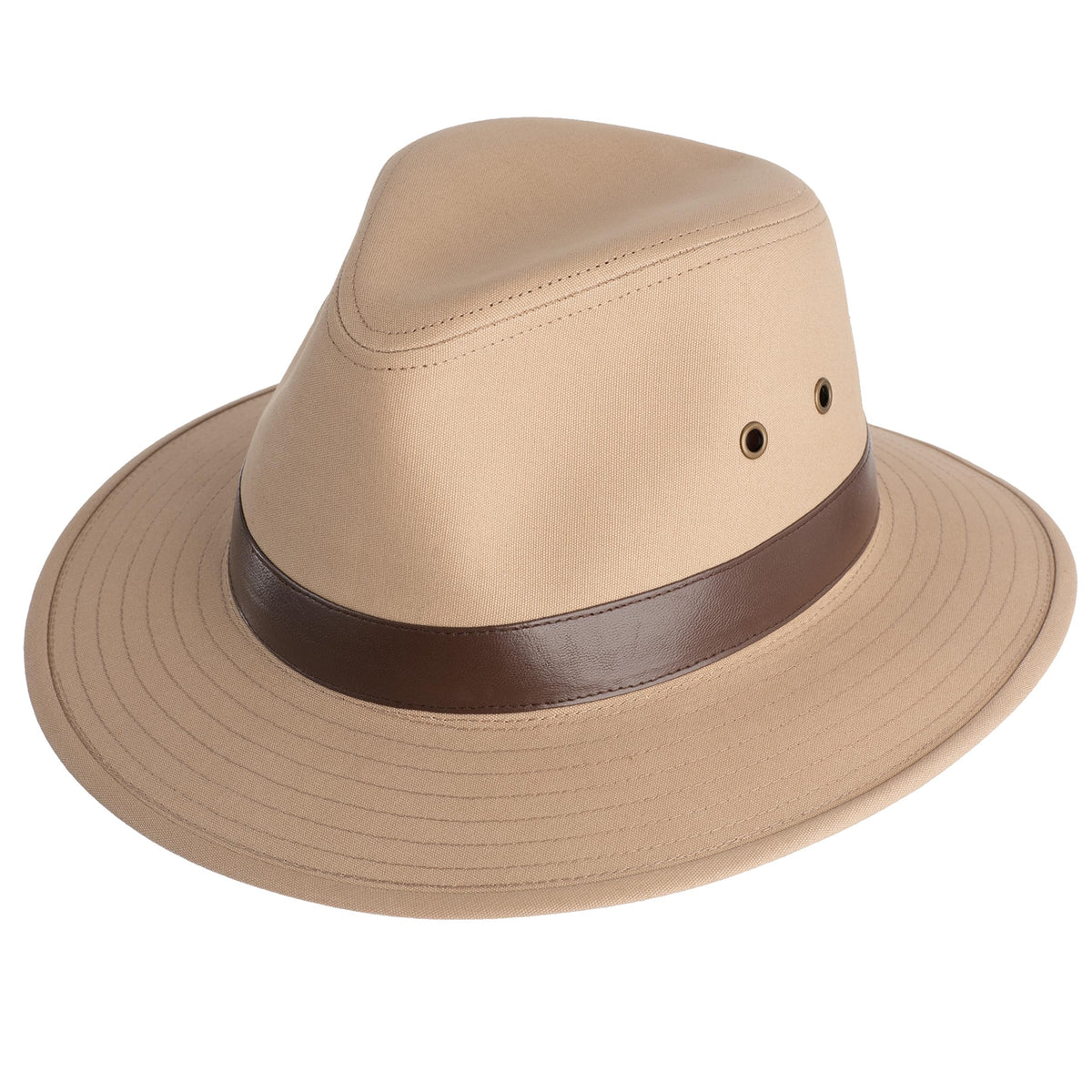 Henschel Men's Outback Crushable Cotton Canvas with Leather Band Hat, Khaki, X-L
