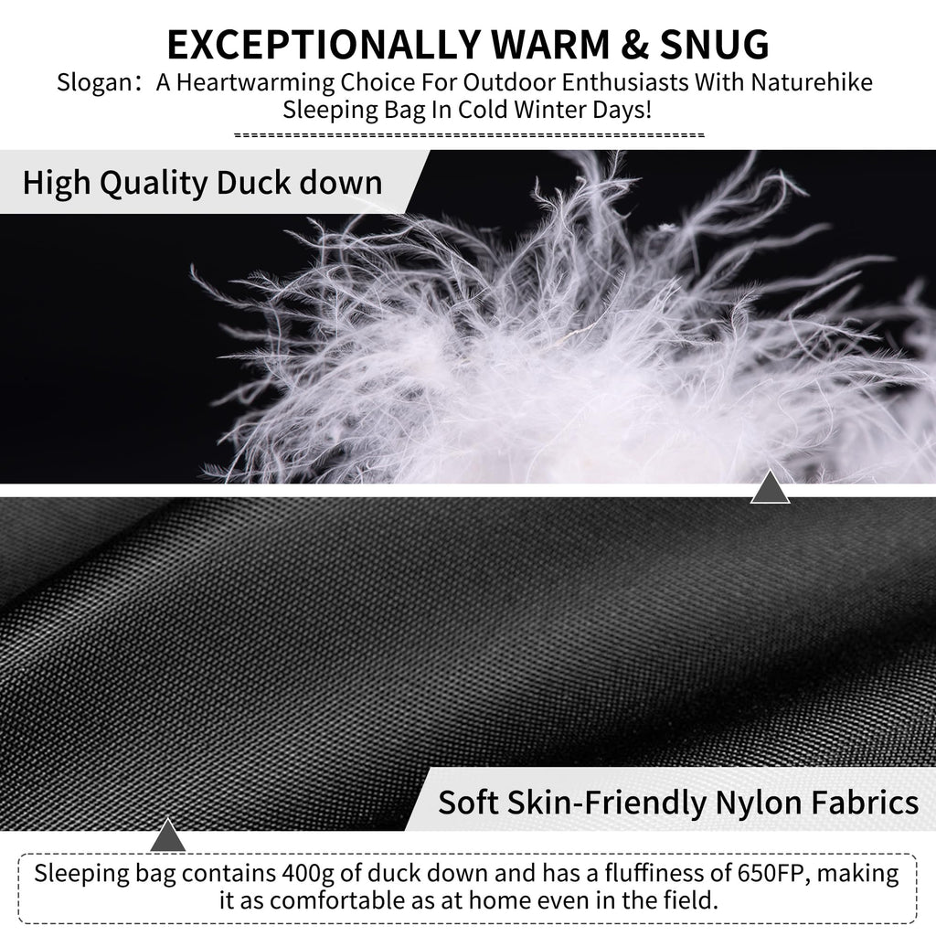 Naturehike Ultralight Duck Down Cold Weather Sleeping Bag, 750FP Compact Sleepin, view 3