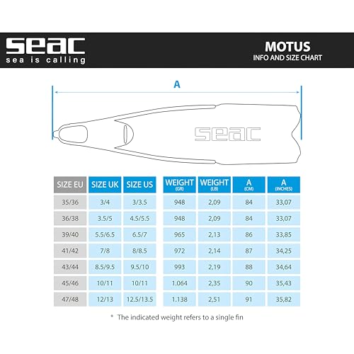 seac Motus, Pinne Lunghe per Immersioni, Apnea e Pesca Subacquea Ricreativa e da, view 5